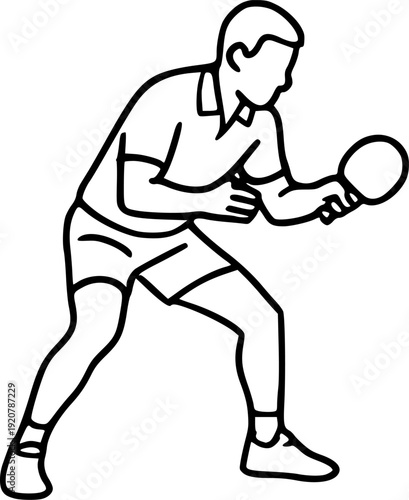 Professional outline vector of a table tennis player, isolated on white. Perfect for sports posters, logos, t-shirts, websites, and athletic design projects.