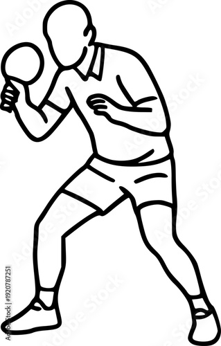 Professional outline vector of a table tennis player, isolated on white. Perfect for sports posters, logos, t-shirts, websites, and athletic design projects.