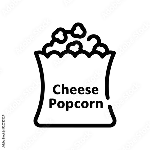 Cheese Popcorn Bag Illustration with Popcorn Kernels Spilling Out