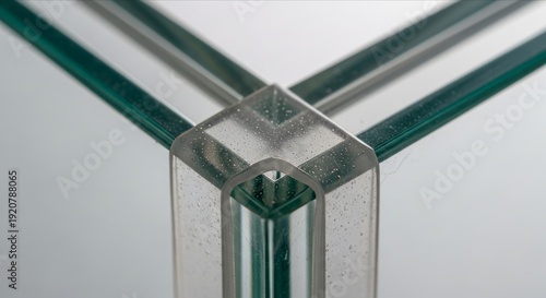 Close-Up of a Modern Glass Table Corner with Clear Acrylic Details