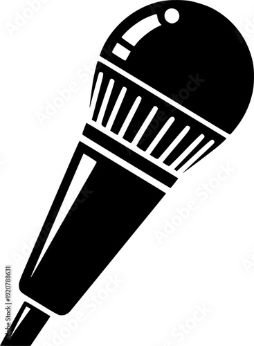 Modern microphone icon featuring simple clean design for vocal speech and entertainment media communication – Black Vector Illustration