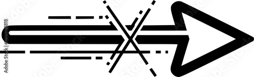 Modern arrow icon featuring simple abstract line for connection path and speed transition – Black Vector Illustration
