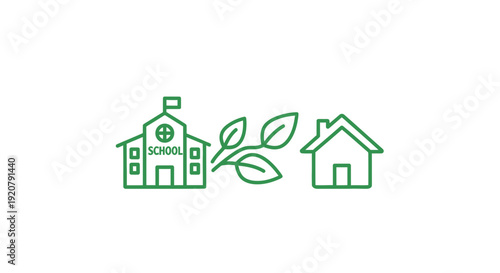 : Future Responsibility Through Green Building Intergenerational Icon Set