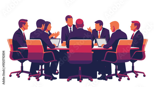 Business Professionals in Meeting Around Table.