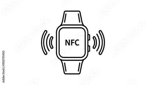 Smartwatch with nfc technology and wireless connectivity on for mobile payment and data transfer