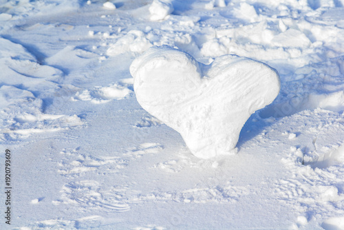 Shape of heart made from snow