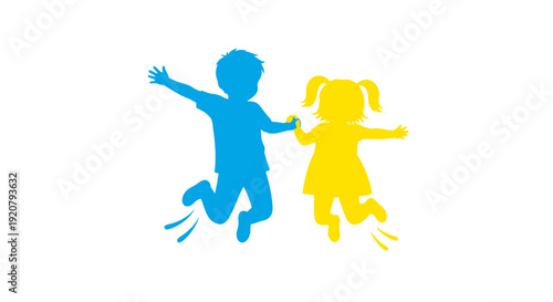 Children Playing Happy Together Outside.