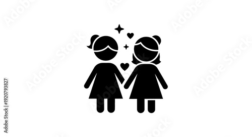 Two Women Holding Hands Silhouette.