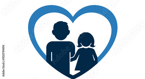 Family love heart symbol icon.