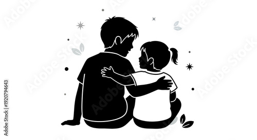 Man Hugging Young Girl Silhouette.