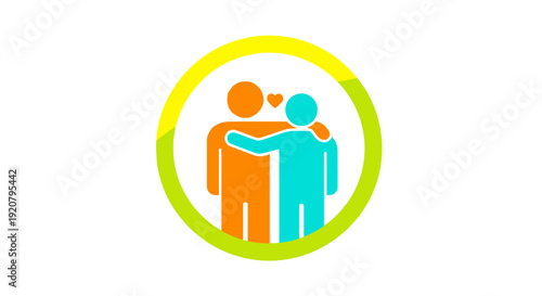 Two people standing together in circle.