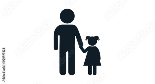 Father and little girl holding hands.