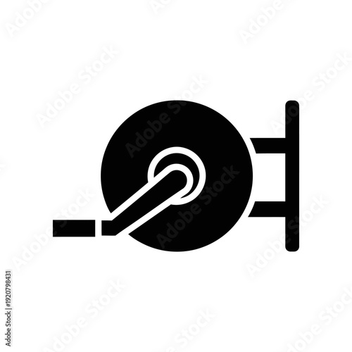 Black Tape Measure Icon on White Background, Precision Tool