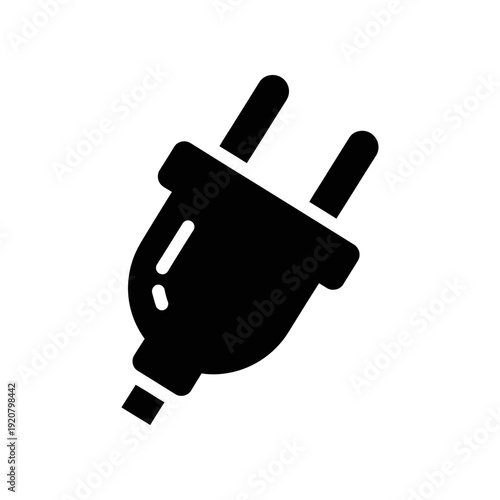 Black Electric Plug Isolated on White Background