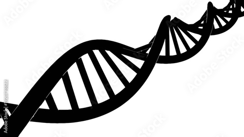 Black DNA Double Helix Strand Icon, Genetic Code, Molecular Biology, Science and Health