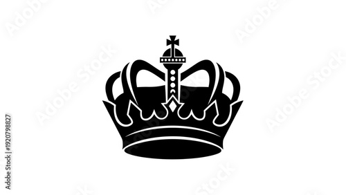 Black Crown Silhouette on White Background - Royalty Symbol