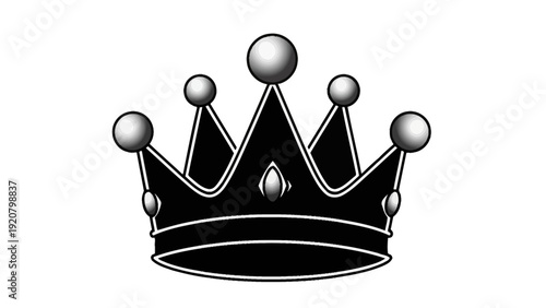 Black Crown with Jewels and Pearls, Royal Symbol of Power and Authority