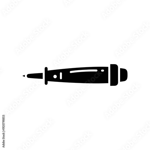Black marker pen isolated on white background flat lay top view