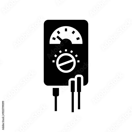 Multimeter Icon with Cables and Dial Controls