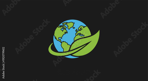 Eco-friendly earth with leaf design on black background