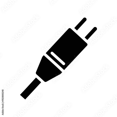 Black Electric Plug on White Background, Simple Design