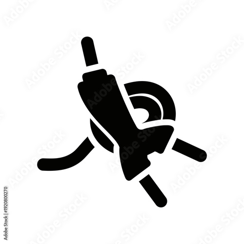 Black Electric Plug with Cable on White Background