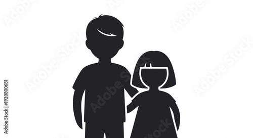 Silhouette of a boy and girl.