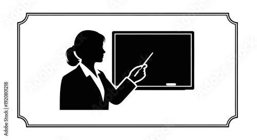 Businesswoman pointing at screen presentation.