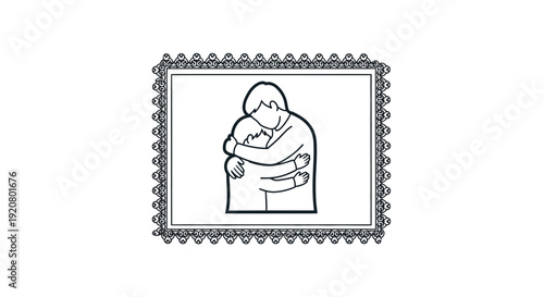 Mother and child hug each other.