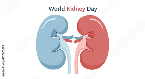Illustration of human kidneys on World Kidney Day highlighting kidney health awareness globally