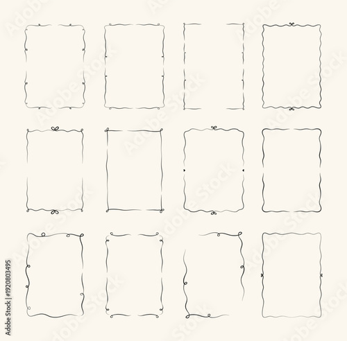 Hand Drawn Wavy Frame Bundle, Whimsical Borders, Doodle Wedding Invitation Borders, Handdrawn Frame Clipart