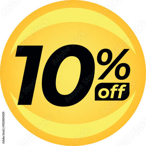 10% discount label or tag. Banner with ten percent discount in a round yellow balloon