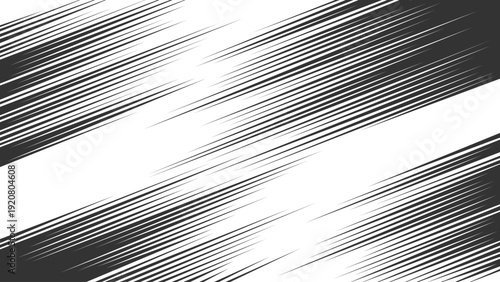 Abstract diagonal speed lines on white background. Dynamic motion effect in monochrome comic style.