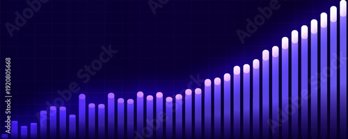 Finance Growth Analytics Data Chart Revenue Profit Investment Market Stock Uptrend KPI Dashboard Metrics Forecast Strategy Business Fintech. Vector Illustration