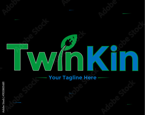 Twin kin logo design brand kit logo new look design. creative design colourful logo .