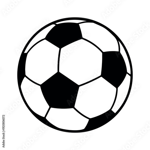 Classic black and white vector illustration of soccer ball isolated on transparent background for sports design.
