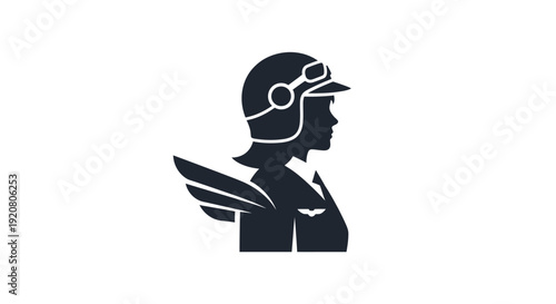 Pilot silhouette wearing aviator goggles.