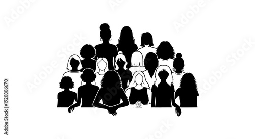 Diverse group of people silhouettes together.