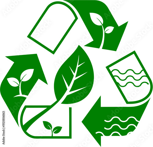 Dynamic green recycling symbol emphasizing environmental sustainability, eco-friendly practices, and responsible resource management for a cleaner, healthier planet
