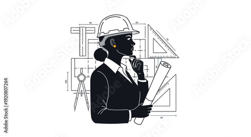 Female Engineer Holding Blueprints Profile.