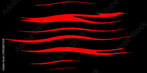 Abstract vector art illustration featuring a set of red, black, and white ribbons in a flowing motion pattern with fire-like curves and energy lines over a textured design wallpaper backdrop
