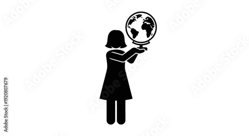 Woman Holding a Globe Icon.