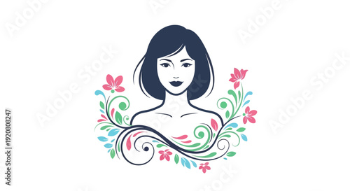 Woman with short dark hair portrait.