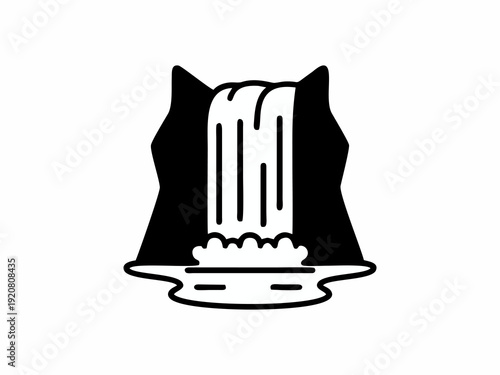 Waterfall Silhouette Vector Icon for Nature and Travel Design