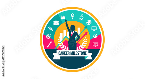 Career Milestone Achievement Icon Design.