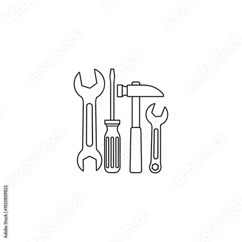 Assortment of Hand Tools Including Wrench Screwdriver and Hammer for Repairs