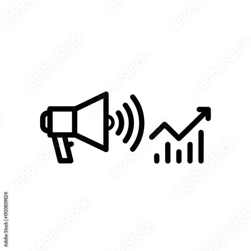 Audio Amplifier Icon with Growth Chart Representing Business Success