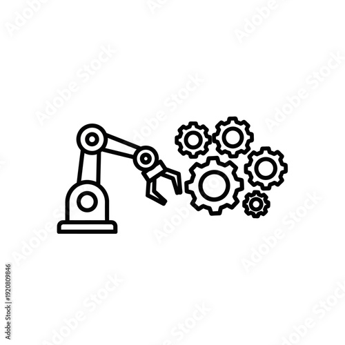 Automated Robotic Arm Manufacturing Cogs and Mechanical Gears