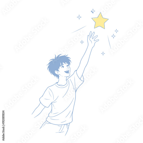 man reaches for a star illustration vector icon Vector illustration on a white background