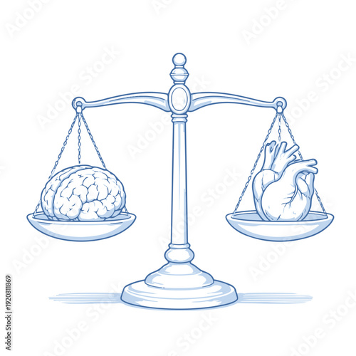 Libra with brain and heart illustration vector icon Vector illustration on a white background